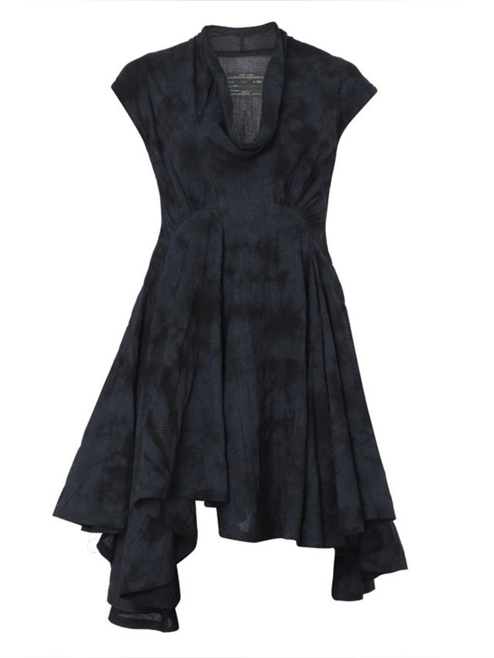 AllSaints Spitalfields Black Cotton Plaid Asymmetrical Cowl Neck Dress Size 12